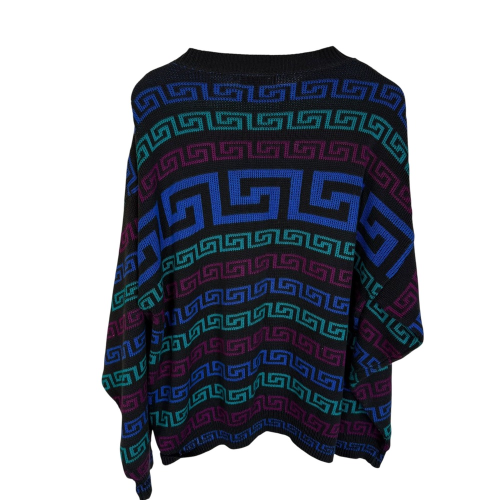 Tony Lambert Vintage Mens XL Greek Key Geometric Cotton Knit Sweater Made in USA - Picture 3 of 7